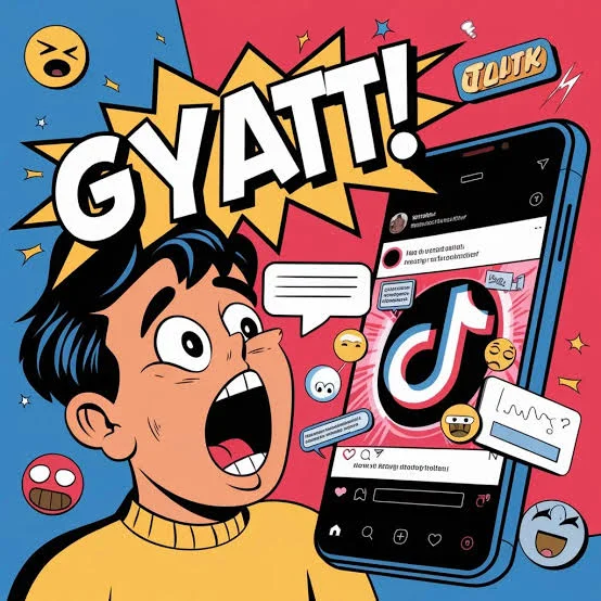 Phone screen showing a TikTok comment section with multiple "gyatt meaning" reactions in different spellings and emojis