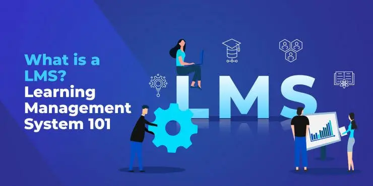 Illustration explaining LMS Meaning with Learning Management System concept and online education icons