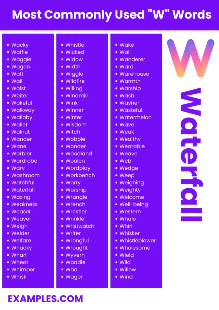 Infographic showing different meanings of the letter "W in text meaning" across various contexts like science, geography, and slang